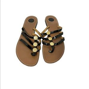 Tory Burch Black and Gold Sandals
